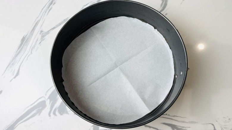 Lined springform cake pan