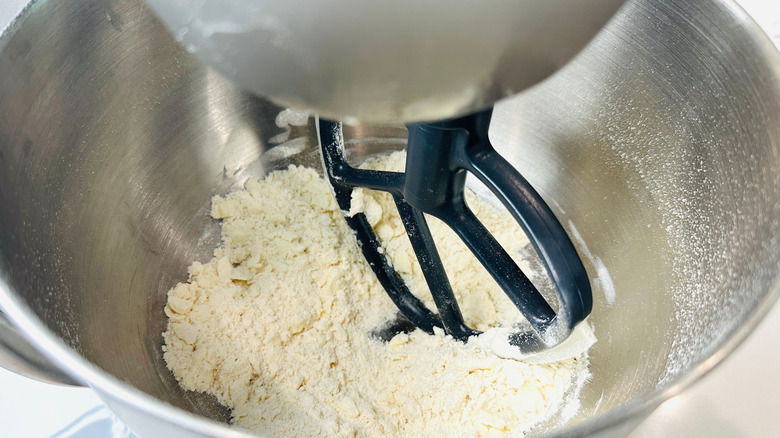 Flour mixture in stand mixer
