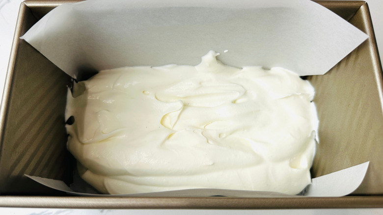 Ice cream layer in loaf pan
