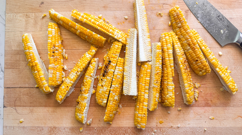 cut corn ribs on board
