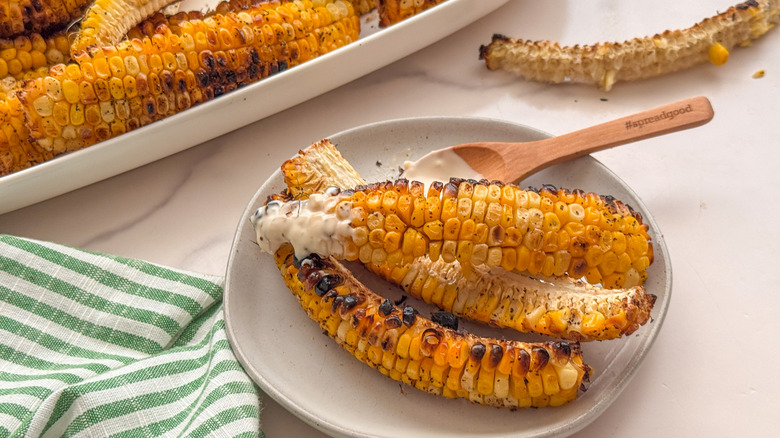 small plate with corn ribs