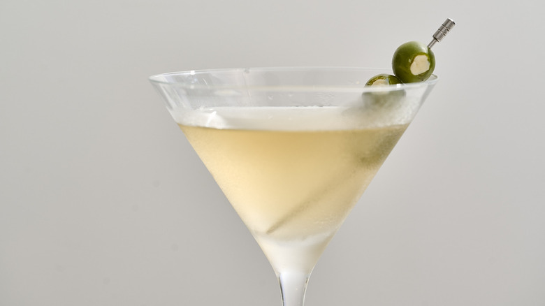 blue cheese dirty martini in a martini glass