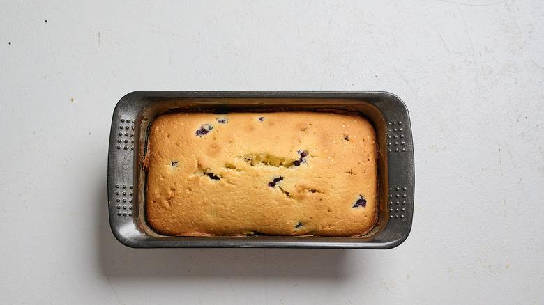 baked pound cake in a loaf pan