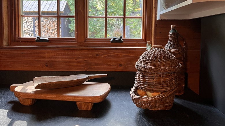 leathered granite countertops in a country-style kitchen