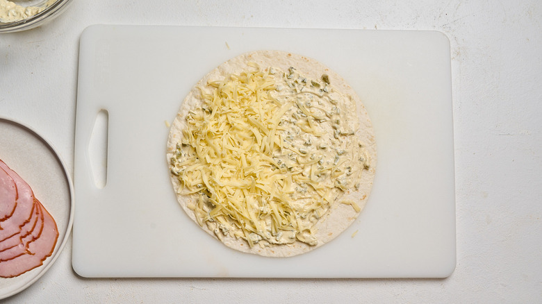 tortilla with mayo and cheese
