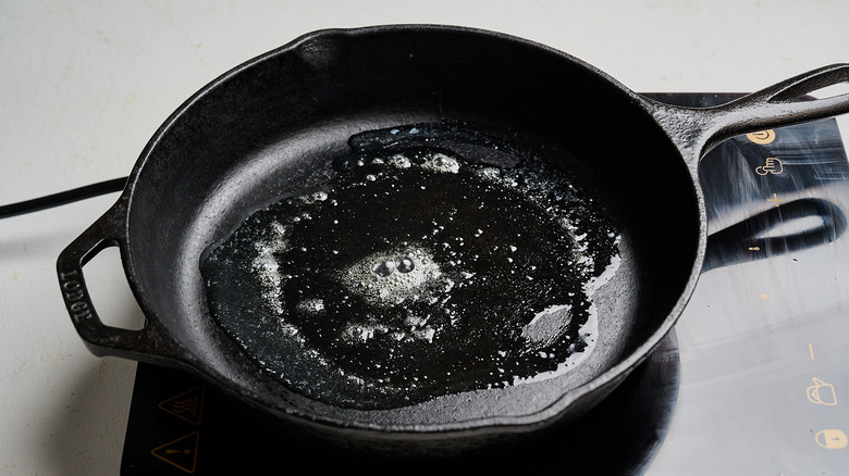 butter melted in a skillet