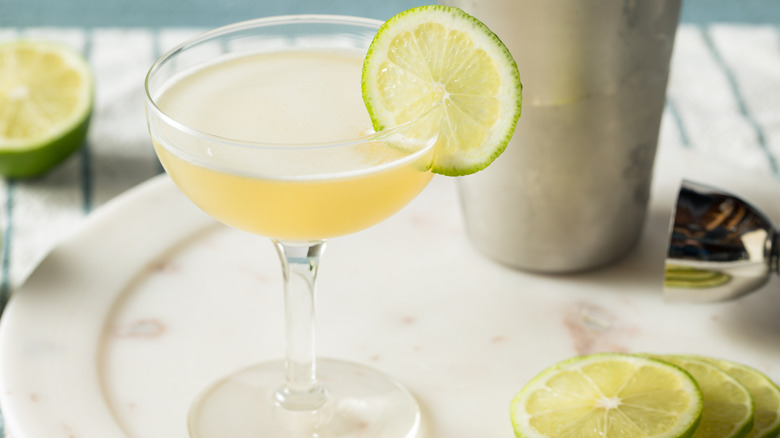 Vodka gimlet in coupe glass