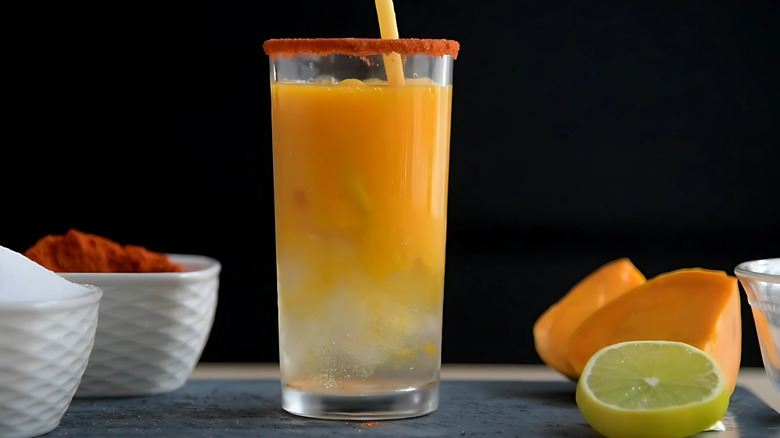 Mango cocktail with chili rim