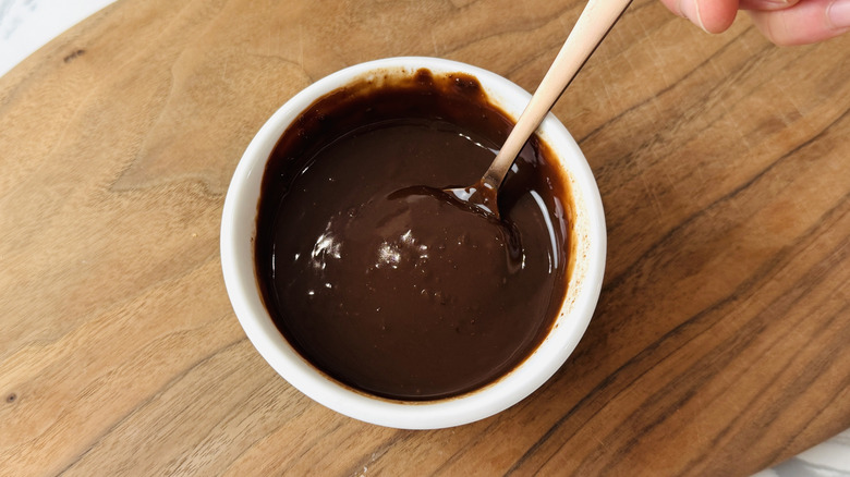 Chocolate ganache in bowl