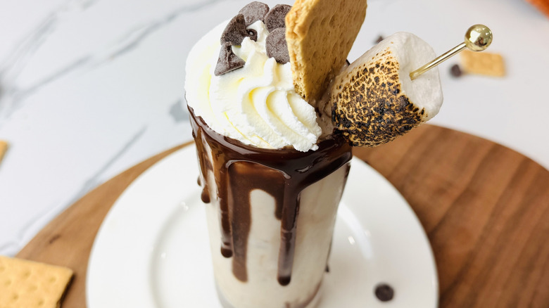 S'mores milkshake close up