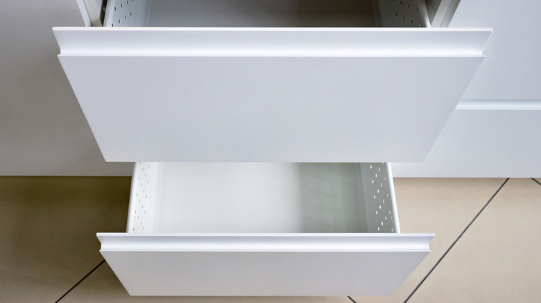 deep, empty drawers in a clean kitchen