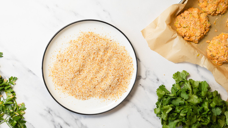 Breadcrumbs on plate