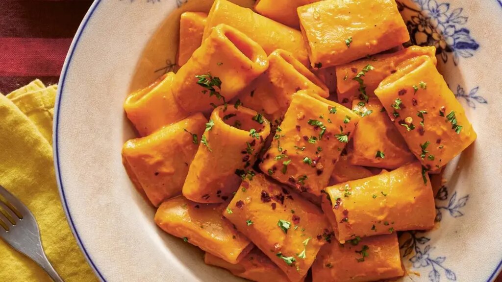 Receta de pasta con zanahorias asadas de Richard Makin