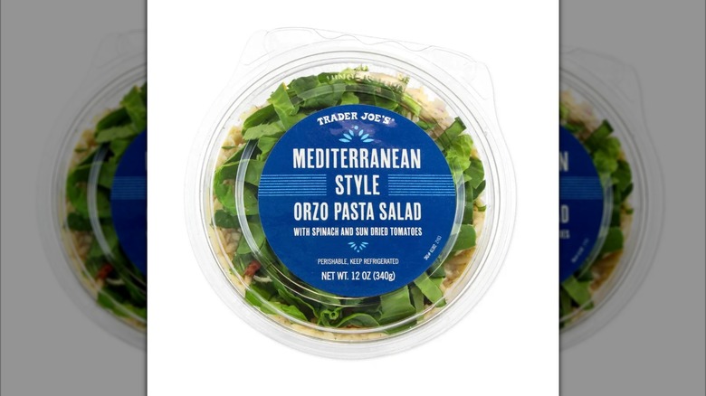 Trader Joe's Mediterranean Style Orzo Pasta Salad in plastic bowl container