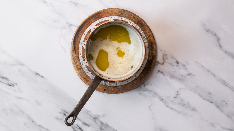 Melted butter in saucepan