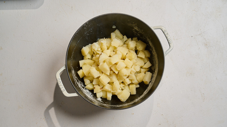 boiling potatoes in a large pot