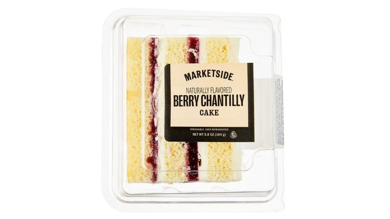 The packaging for a slice of berry chantilly cake at Walmart