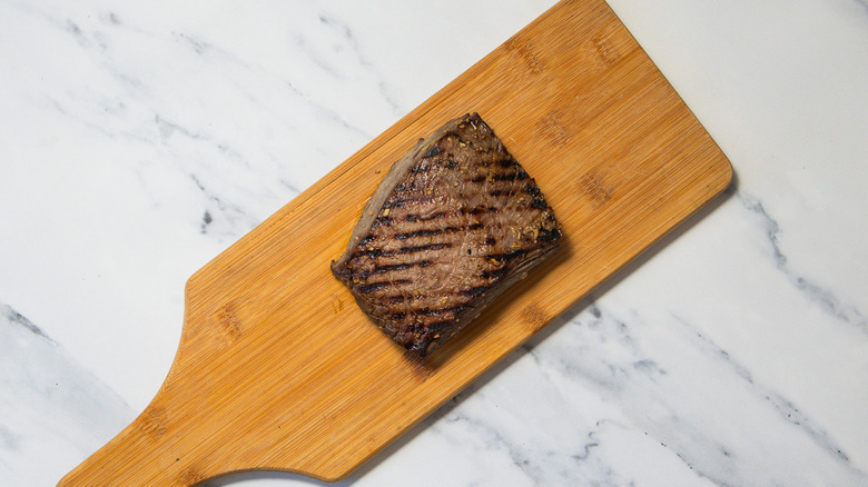 Steak on cutting board