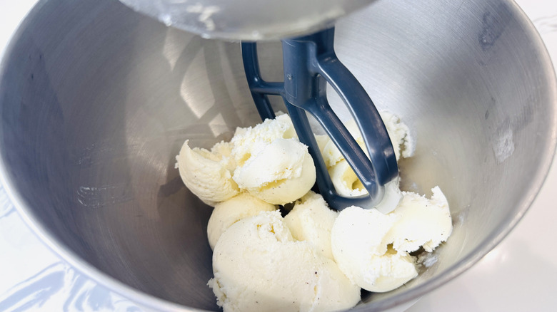 Ice cream mixing in a mixing bowl