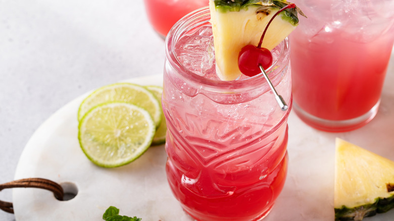 Singapore Sling cocktails.