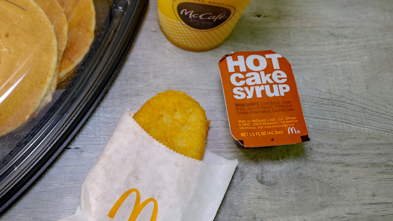 McDonald's hot cake syrup and hash brown