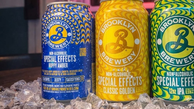 Cans of Brooklyn Brewer beer on ice