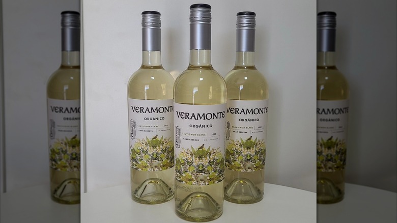 three bottles of Veramonte Sauvignon Blanc white wine
