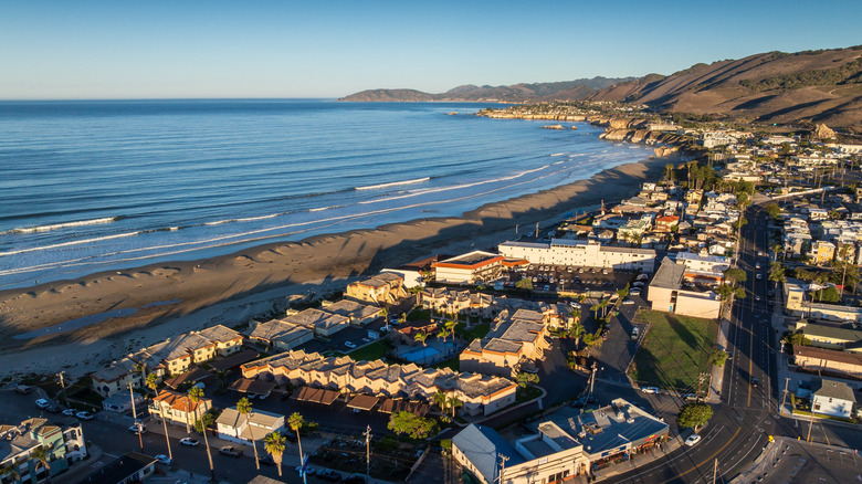 Pismo Beach along the Californian Coast with buildings and beach