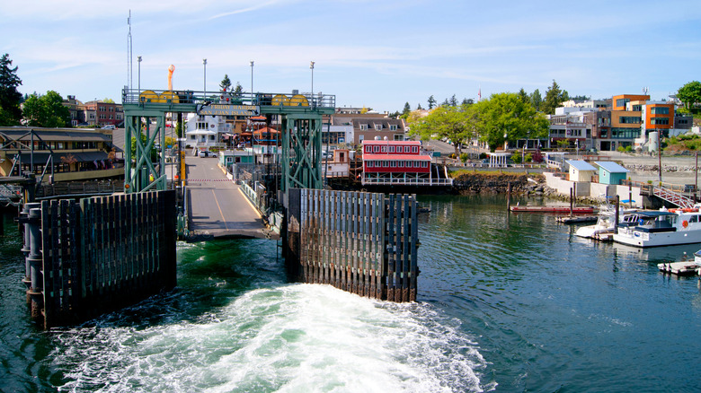 Friday Harbor on San Juan Island with the ferry landing and town on the water