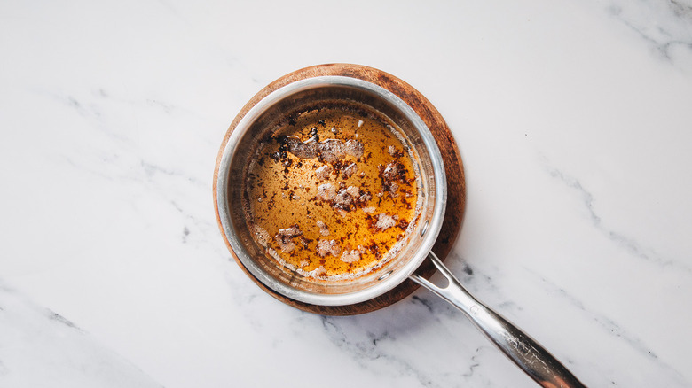 Brown butter in saucepan