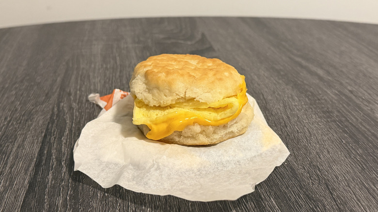 Egg and cheese on a biscuit