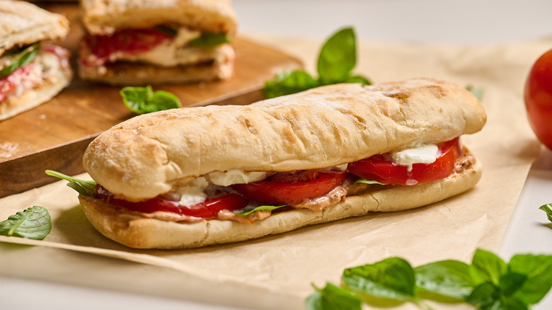 tomato sandwich on a table