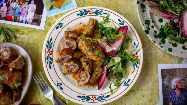 La cocina italiana de Donal: Rollitos de saltimbocca de cerdo con alcachofas
