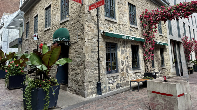 exterior of Cafe Olimpico old Montreal