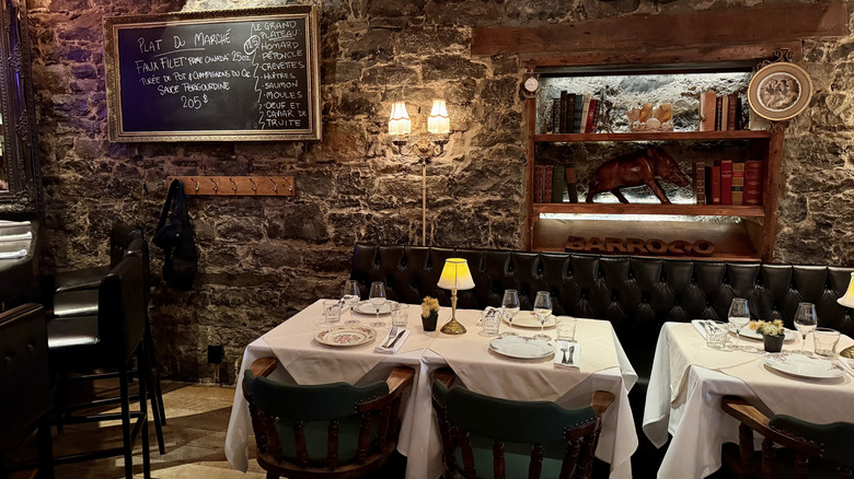a shot of a dining table at restaurant Barroco in Old Montreal