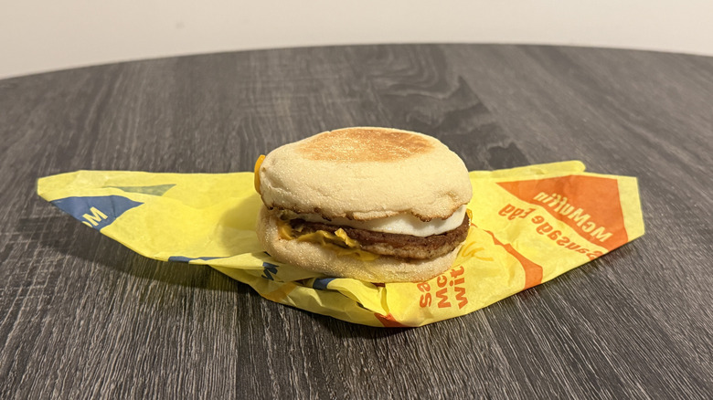 Sausage McMuffin on a table