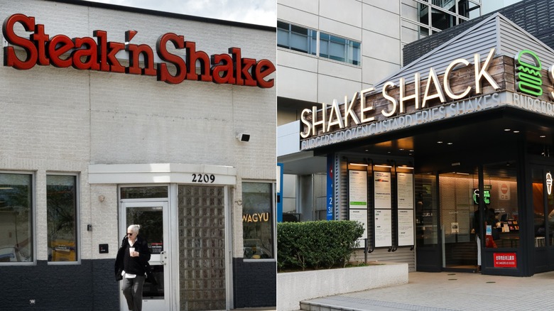 Steak 'n Shake and Shake Shack storefronts