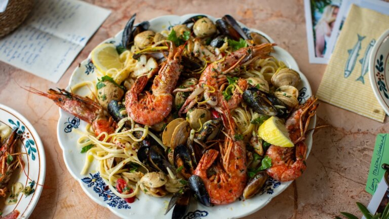 La cocina italiana de Donal: Linguine con mariscos a la parrilla