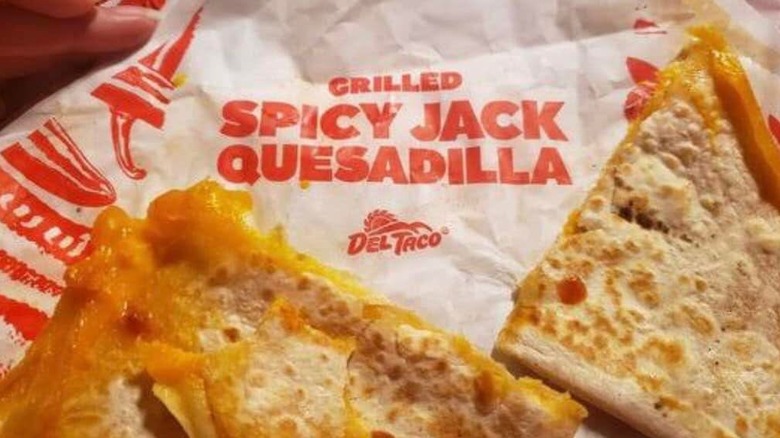 Del Taco Spicy Jack Chicken Quesadilla on wrapper