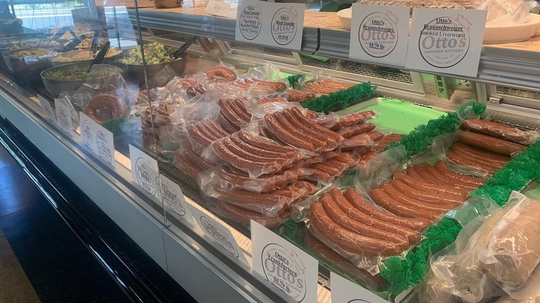 Display case full of sausages from Otto's