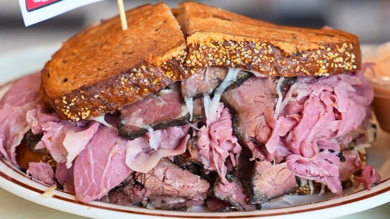 Pastrami sandwich with lots of meat