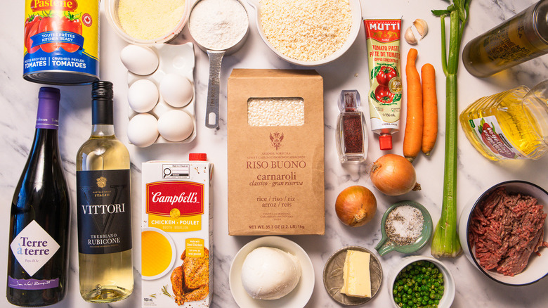 ingredients for these classic Sicilian arancini al ragù