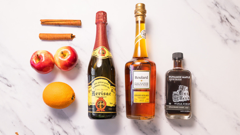 Ingredients for sparkling apple cider sangria