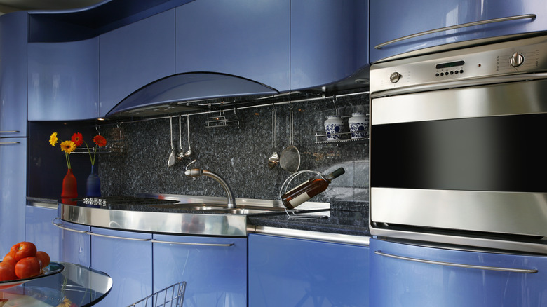 blue laminate cabinets