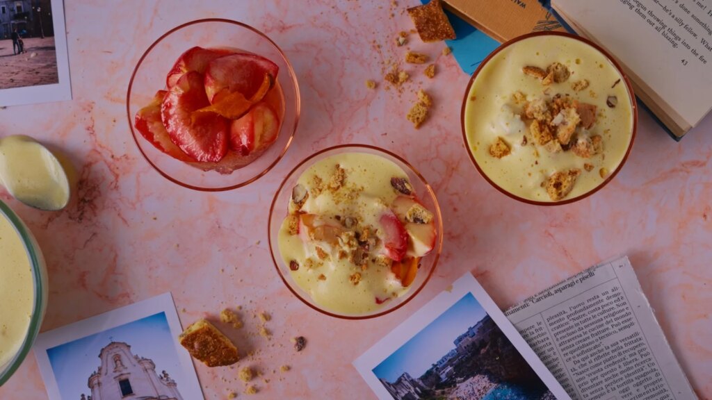 La cocina italiana de Donal: Zabaglione con melocotones asados