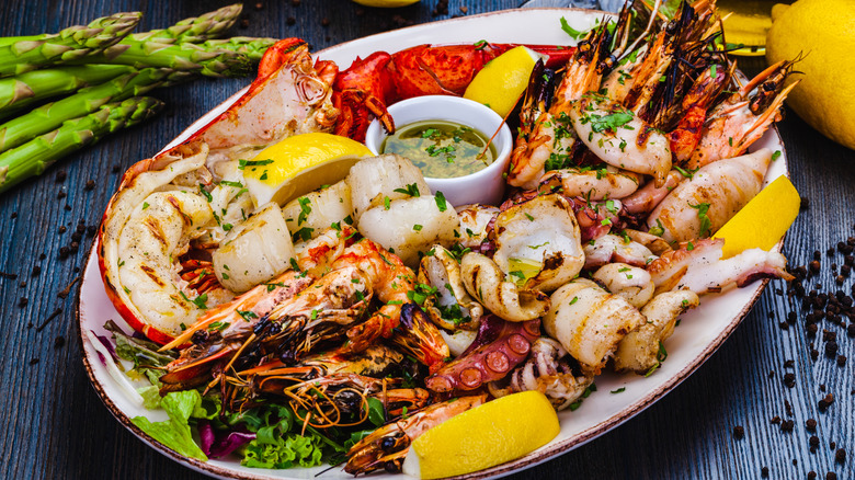Grilled seafood platter