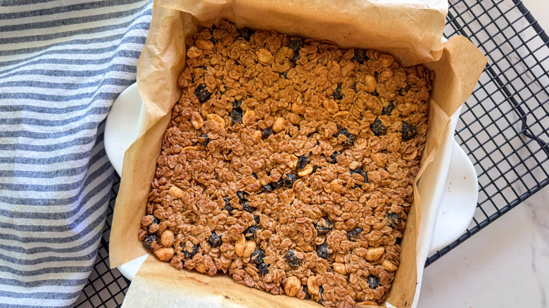 baking dish on rack