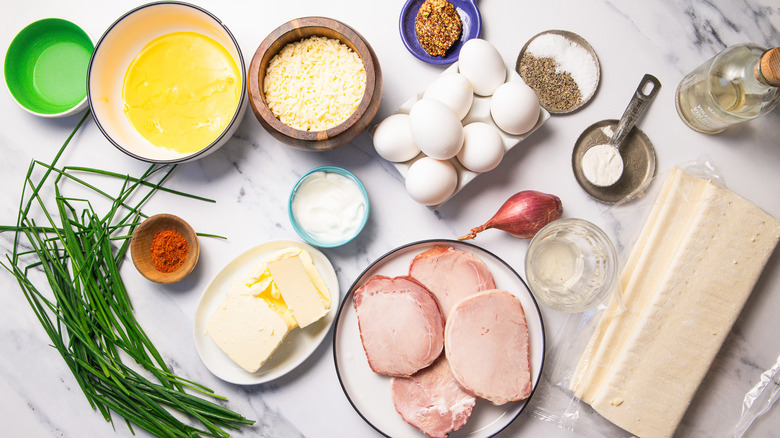 ingredients for these elevated eggs benedict rolls